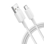 كابل Anker 322 USB-A إلى USB-C (مضفر بطول 6 أقدام/1.8 متر) - أبيض