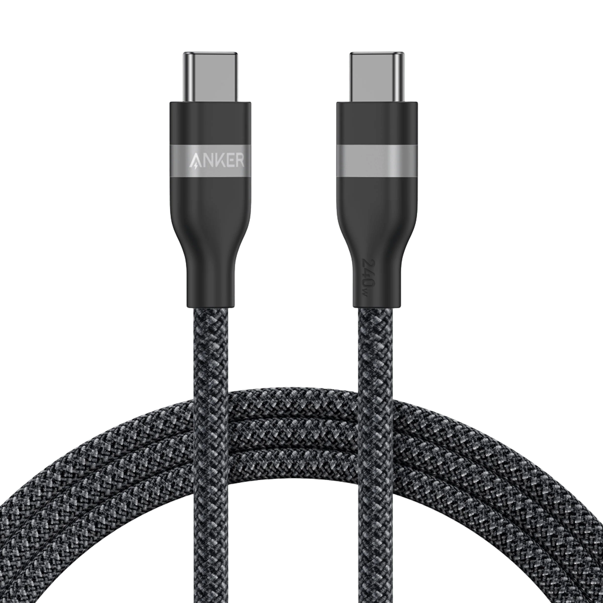 Anker USB-C to USB-C Cable(6ft,240W Upcycled-Braided) - Black