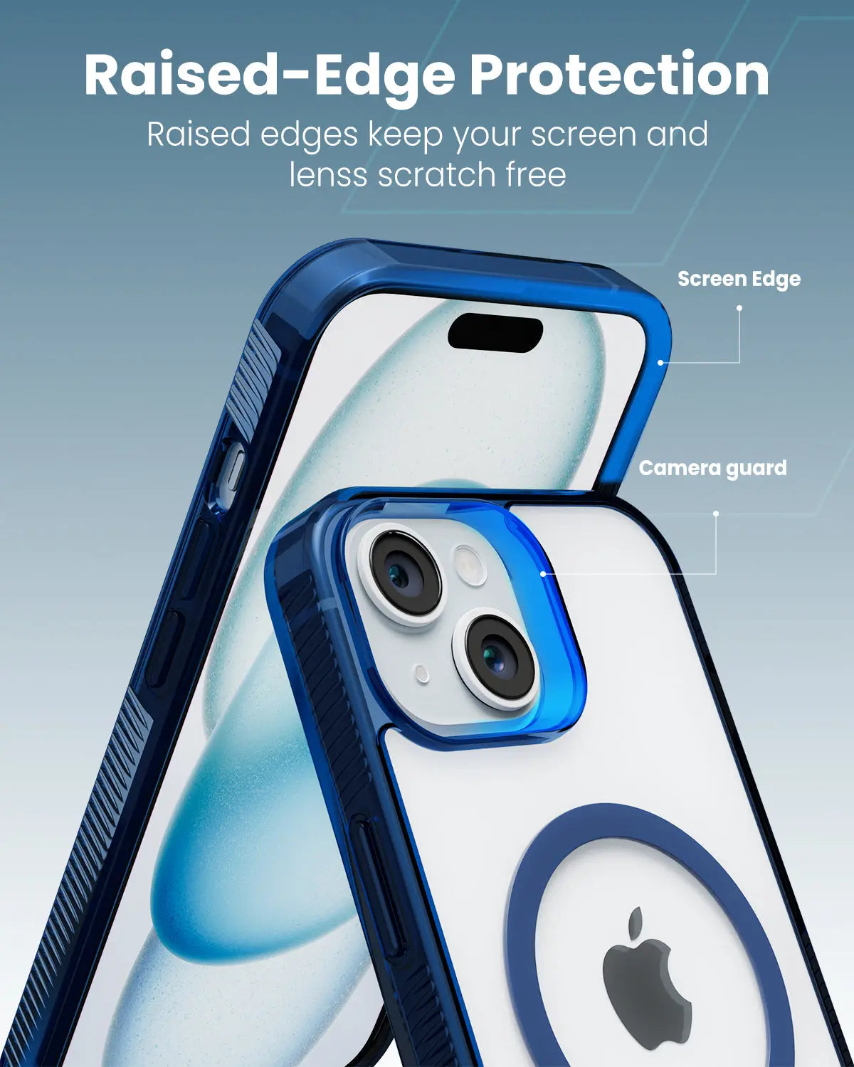 Moxedo Magnetic Protective Case 360 Protection Clear Case Hard PC with Built-in Strong Magnets for iPhone 15 6.1 inch (Blue)