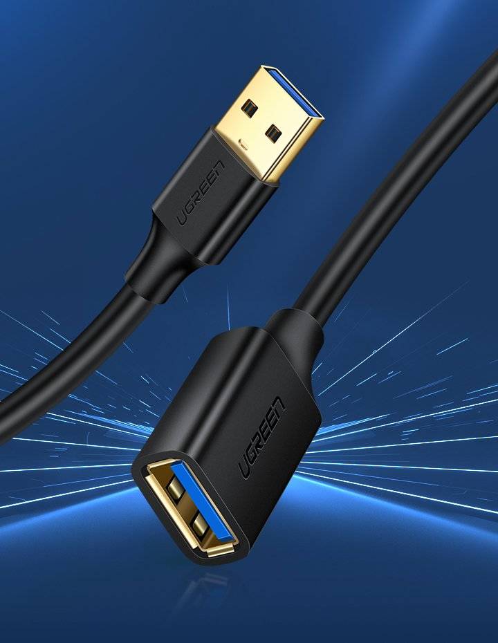 كابل تمديد محول USB 3.0 (أنثى) - USB 3.0 (ذكر) من UGREEN بطول 3.0 متر - أسود