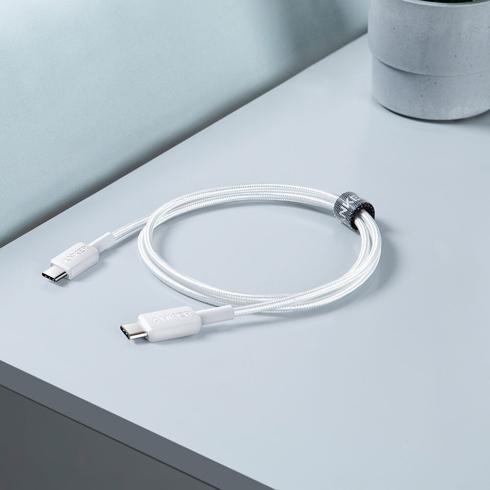 Anker 322 USB-C to USB-C Cable 60W (6ft/1.8m Braided)  – White