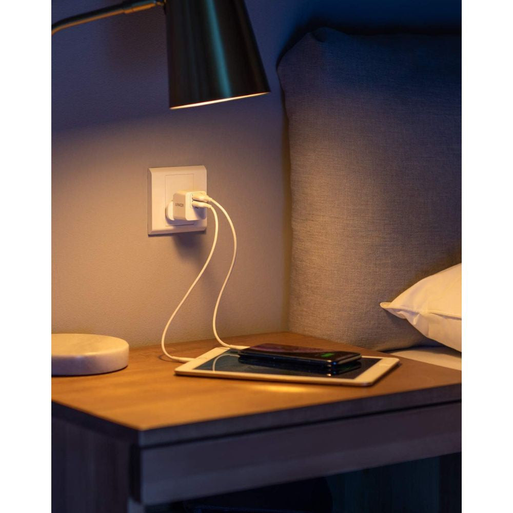 شاحن حائط Anker PowerPort Mini 12W ثنائي المنفذ USB-A مع Powre IQ - أبيض