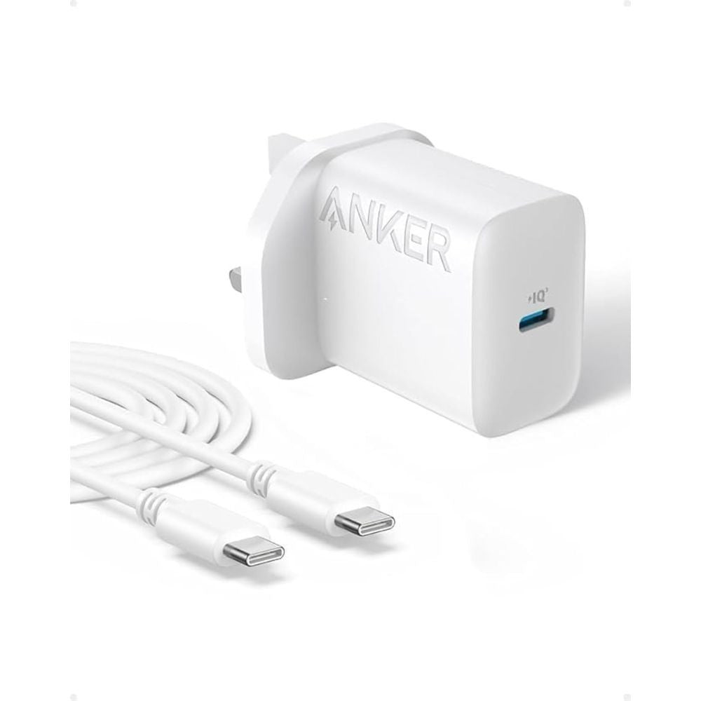 شاحن Anker Select (20 واط) مع كابل USB-C (5 قدم/1.5 متر) - أبيض