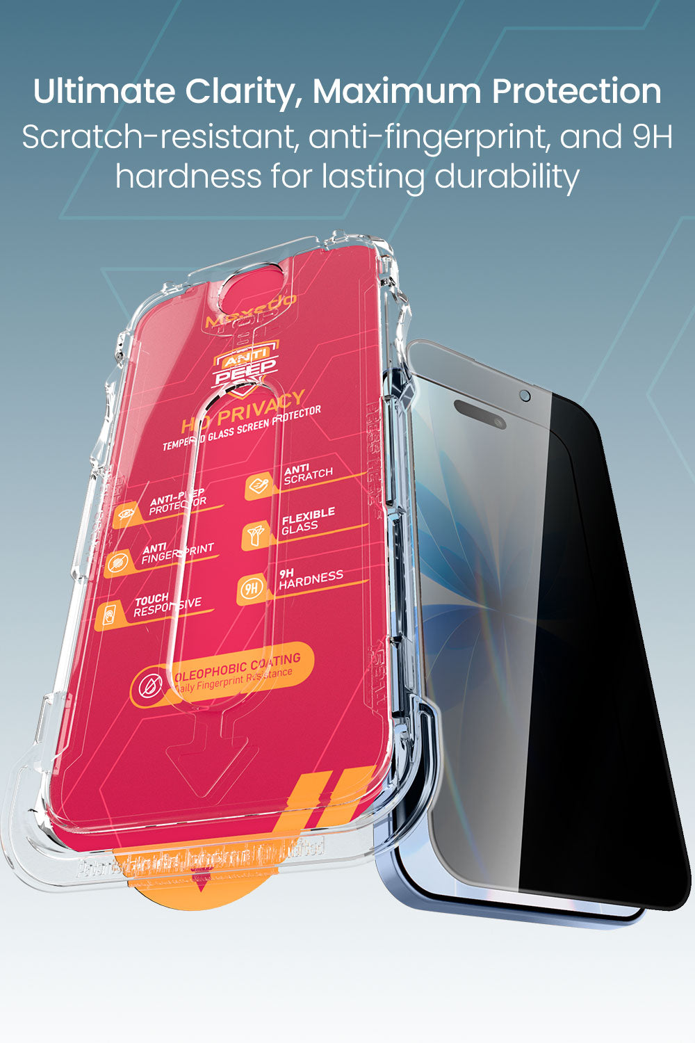 Moxedo Ultra Shield Premium Tempered Glass Screen Protector 9H Hardness Privacy for iPhone 17 6.3-inch 2025 Full Coverage Anti-Spy Protection with Auto-Align Easy Applicator