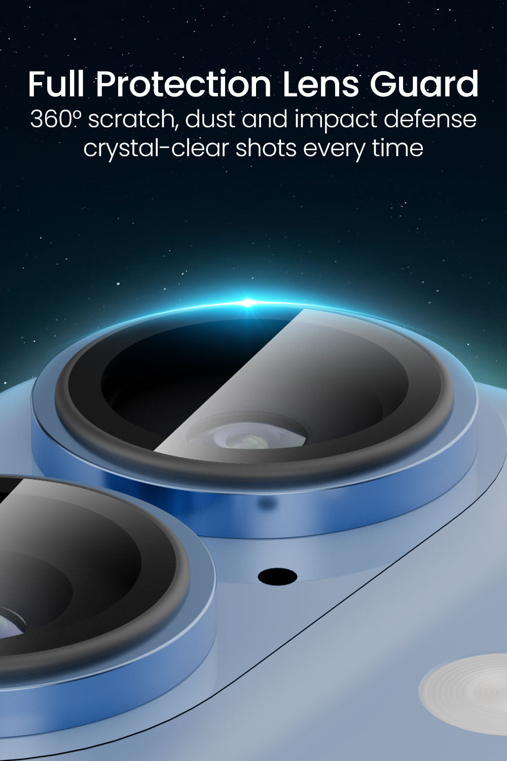Moxedo Camera Lens Protector for iPhone 17 6.3” 2025 9H Tempered Glass Aluminum Alloy Individual Ring Camera Lens Cover Protector with Easy Installation Tool – Blue