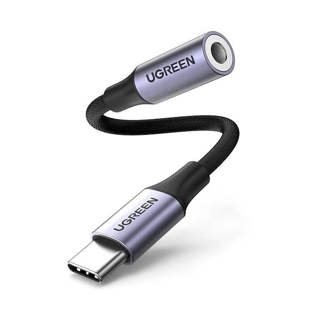 محول Ugreen AV161 لمقبس سماعة الرأس الصغير 3.5 ملم (أنثى) / USB-C (ذكر) 10 سم - رمادي