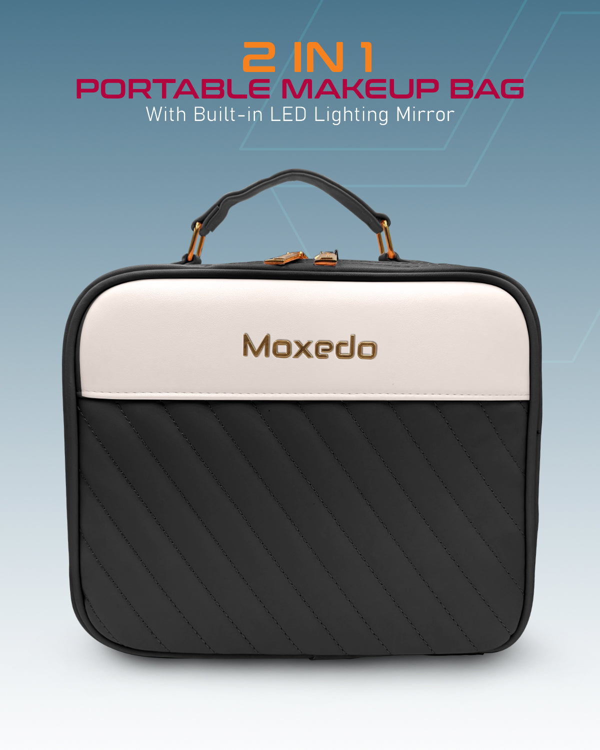 Moxedo 2 in 1 Portable Make-up Bag with Built-in LED Lighting Mirror (Black)