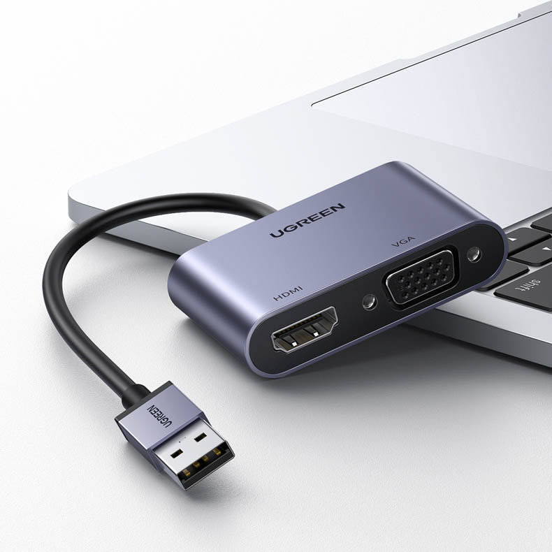 UGREEN USB converter adapter - HDMI 1.3 (1920 x 1080 @ 60Hz) + VGA 1.2 (1920 x 1080 @ 60Hz) gray (CM449)