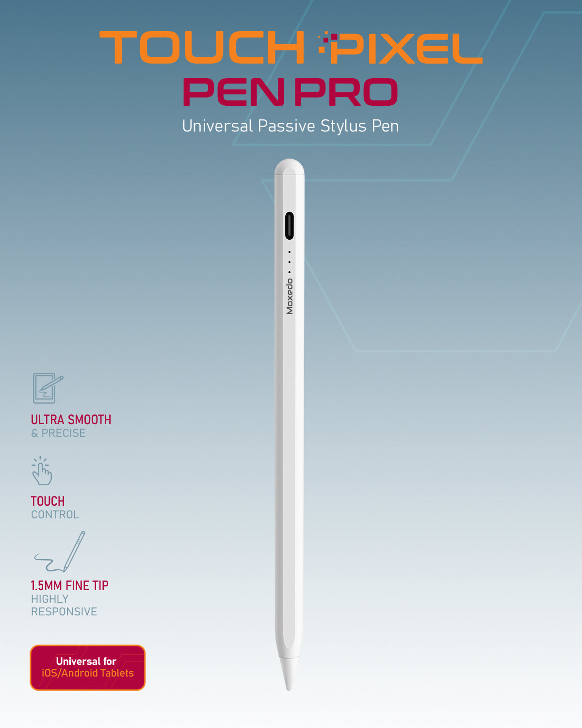 Moxedo Touch Pixel Pen Pro Universal Active Stylus Pen Magnetic Absorption - White