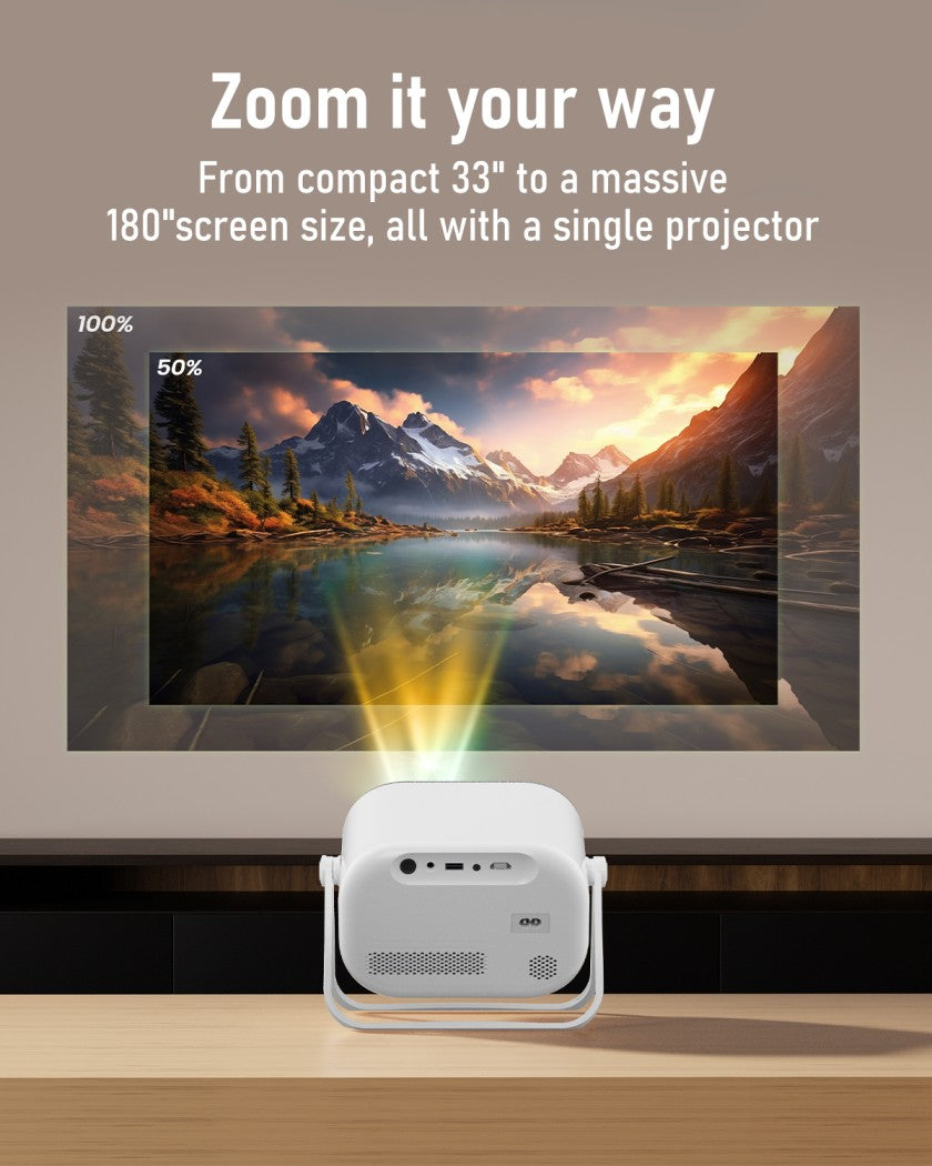 Moxedo Optivus Smart Android Projector 4K 1080P Home Theatre Projector with Auto Keystone Wi-Fi 5G & Bluetooth 5.4, 300 Ansi Lumens HDMI USB Android OS 13.0 for Movies, Gaming and Office