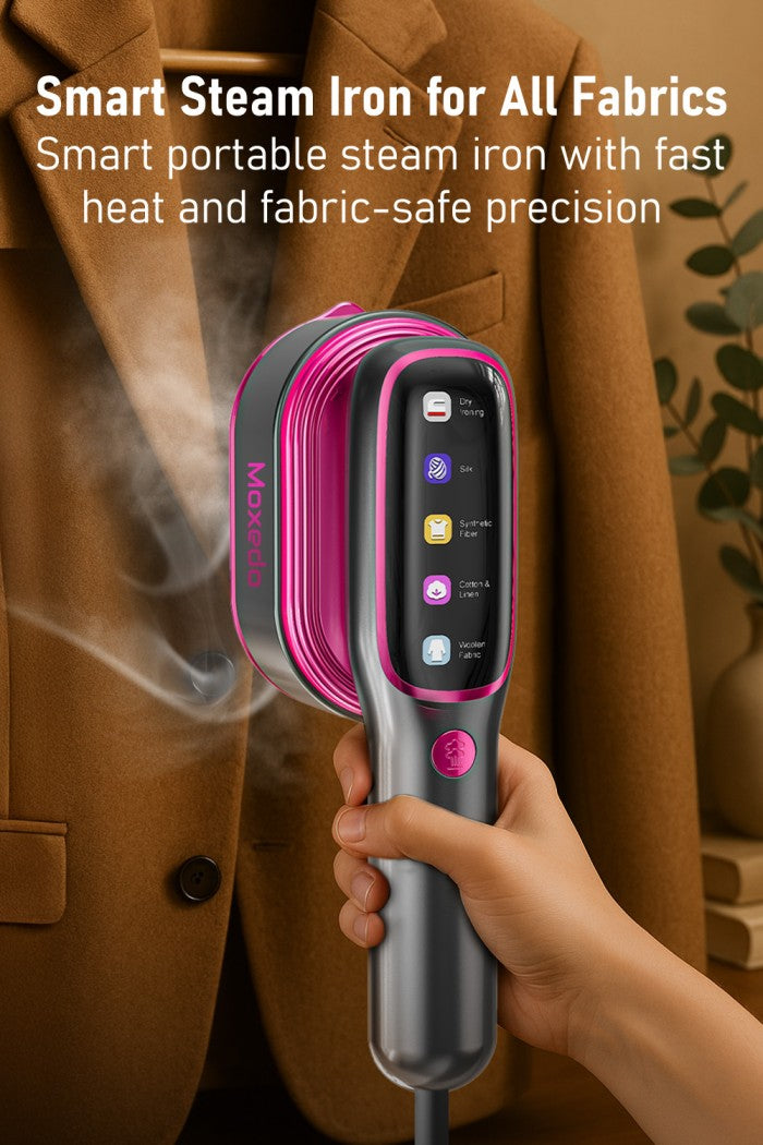 Moxedo Heatrix Dynamic Steam Flat Iron 1200W Portable Handheld Rotatable Garment Steamer LCD Touch Screen with Anti-Slip Base with Secure Mount for Household Travel Ironing