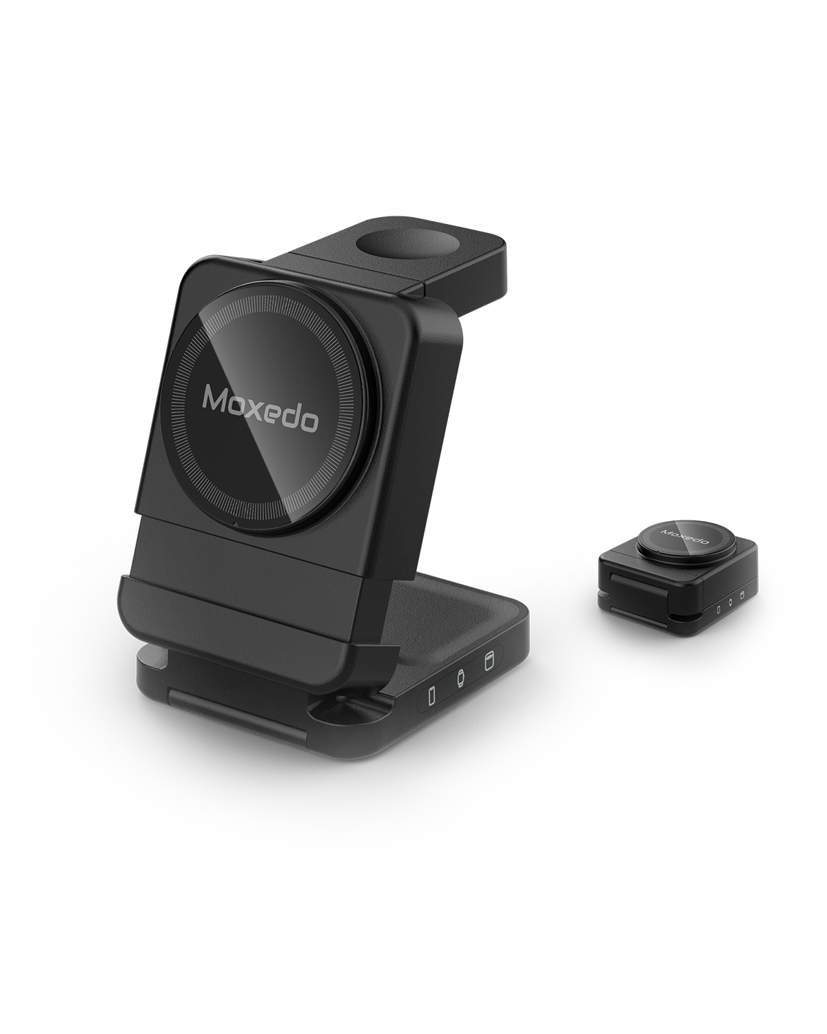 Moxedo 3 in 1 Foldable Wireless Charging Station 15W Wireless Stand Magsafe Charger Compatible for iPhone/Earbuds/ iWatch and Huawei Watch