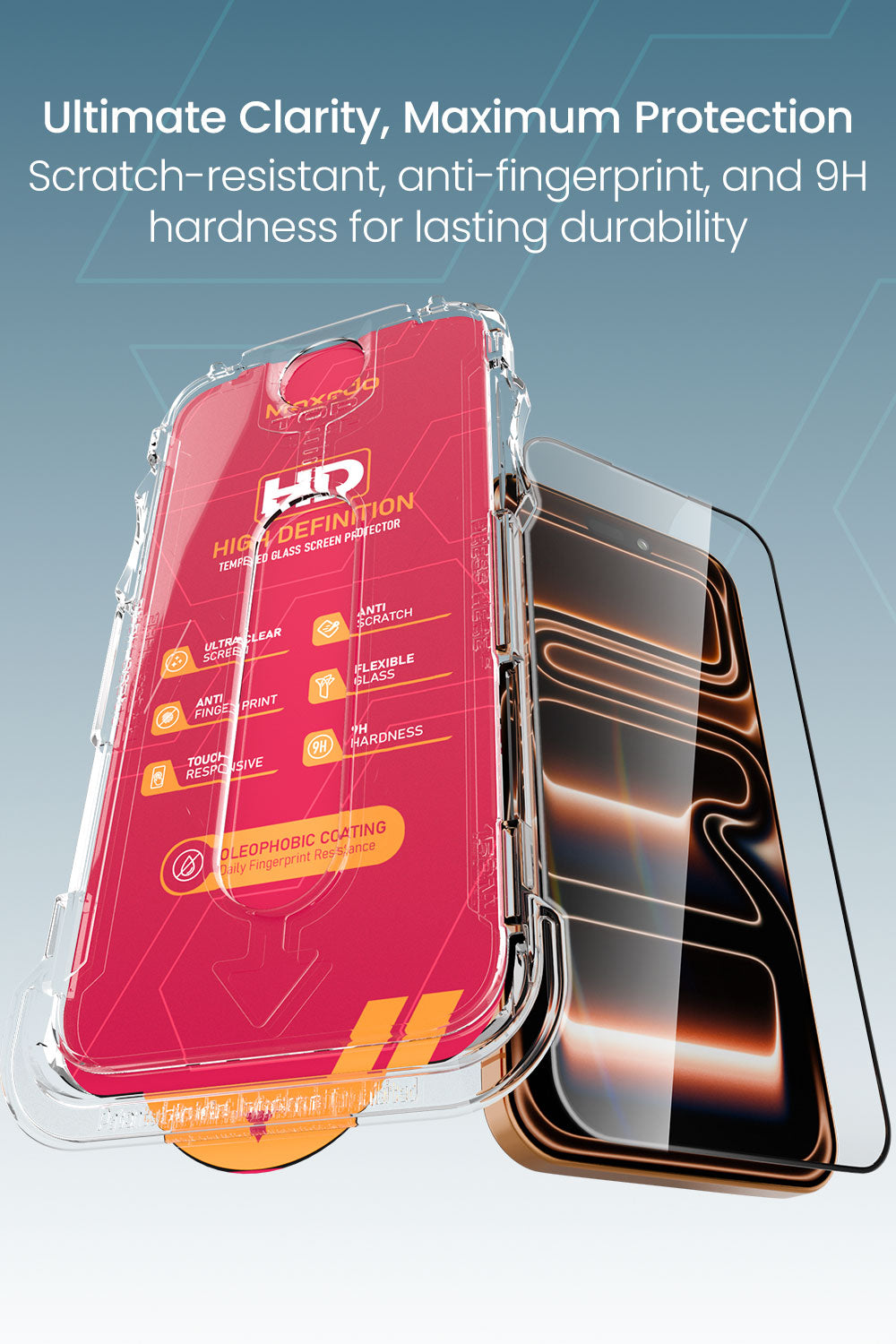 Moxedo Ultra Shield Premium Tempered Glass Screen Protector 9H Hardness HD Clear for iPhone 17 Pro Max 6.9-inch 2025, Full Coverage with Easy Auto-Align Applicator & Case-Friendly Curved Edges