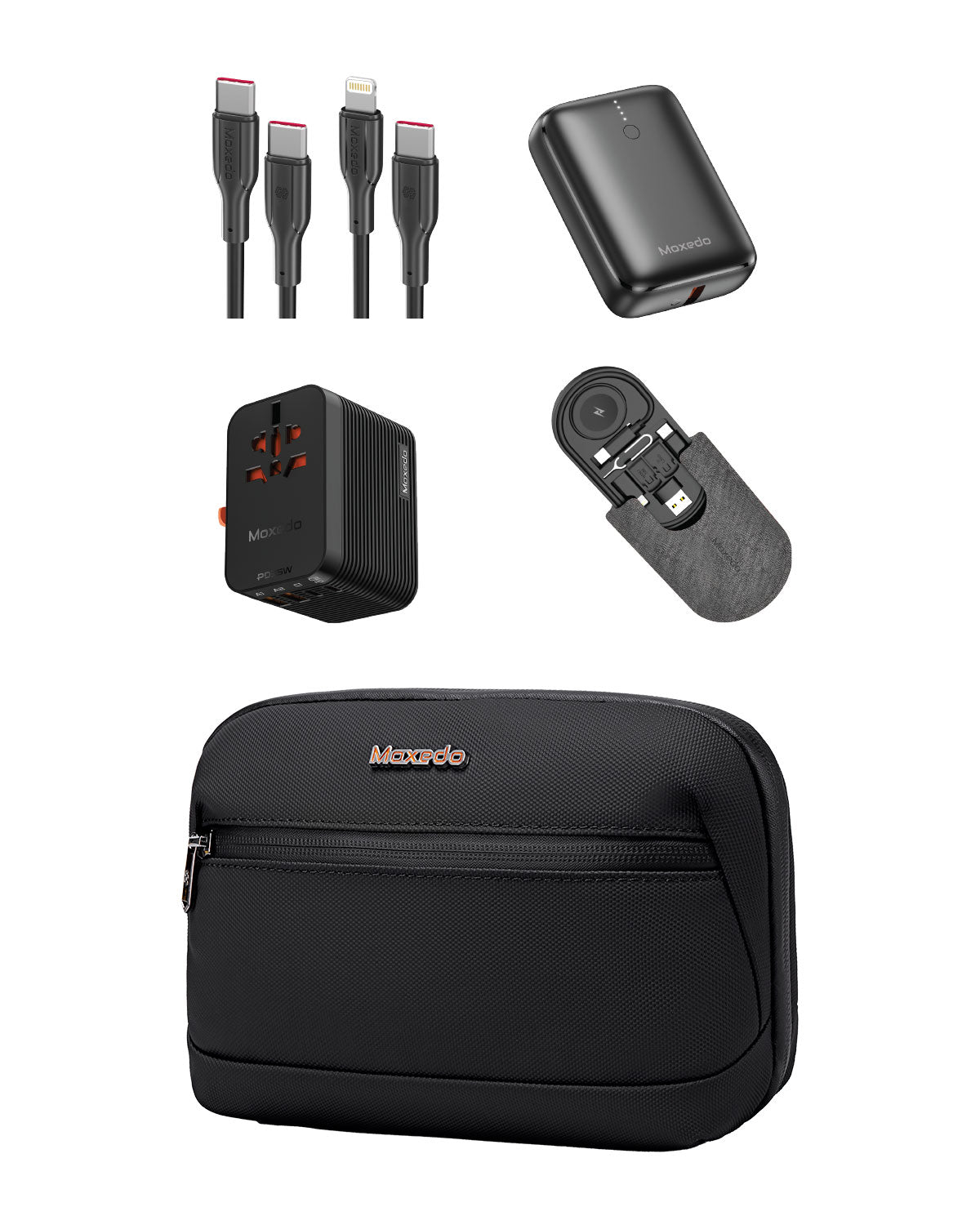 Moxedo Travel Kit: Tech Bag, 10,000mAh Power Bank, 35W Adapter & Cables