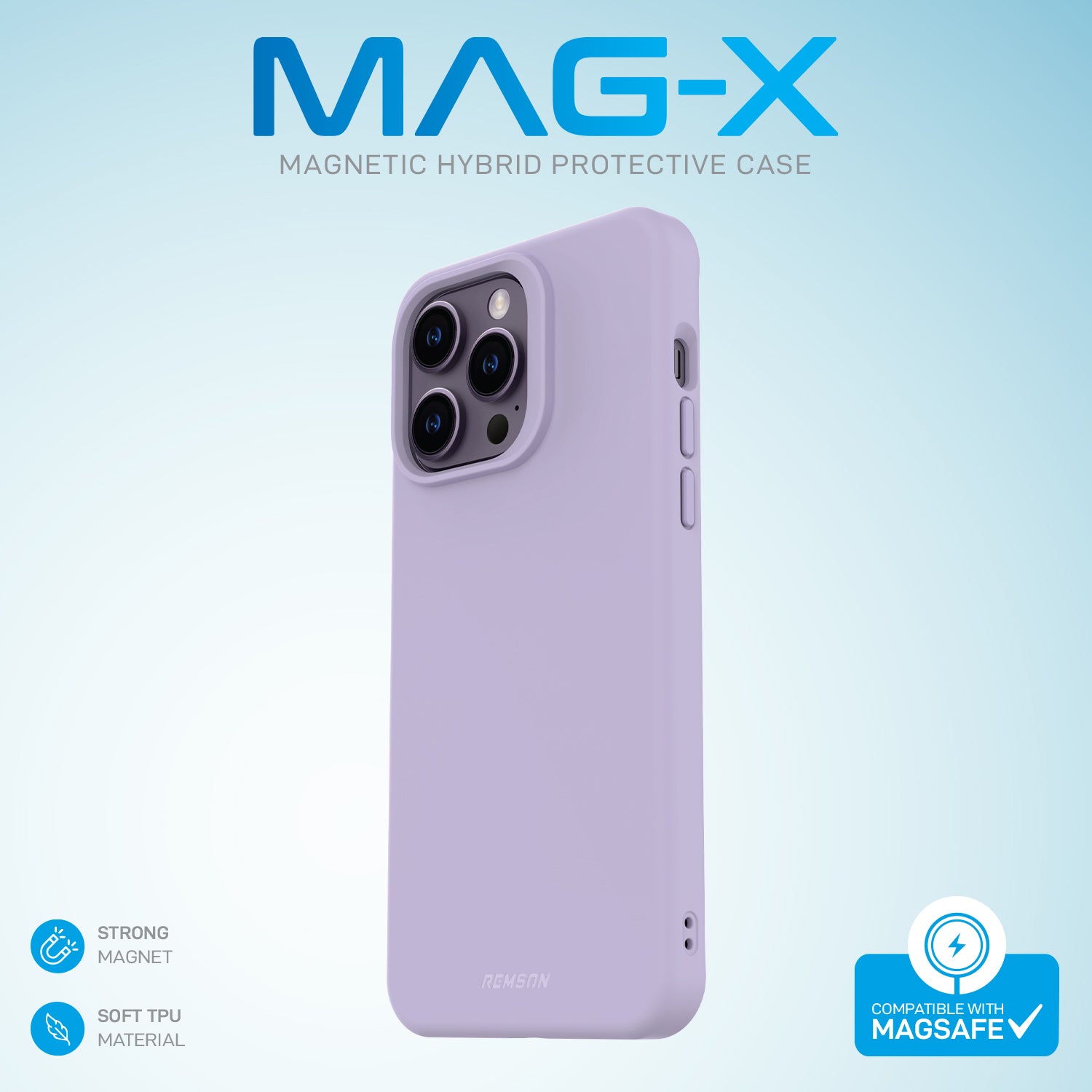Remson Mag-X Magnetic Hybrid Protective Silicone Case Military Grade Protection Compatible For iPhone 14 Pro Max - Purple