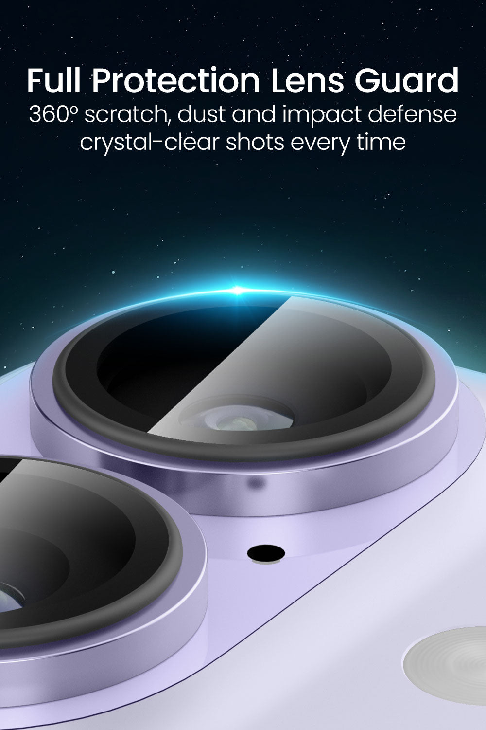 Moxedo Camera Lens Protector for iPhone 17 6.3” 2025 9H Tempered Glass Aluminum Alloy Individual Ring Camera Lens Cover Protector with Easy Installation Tool – Purple