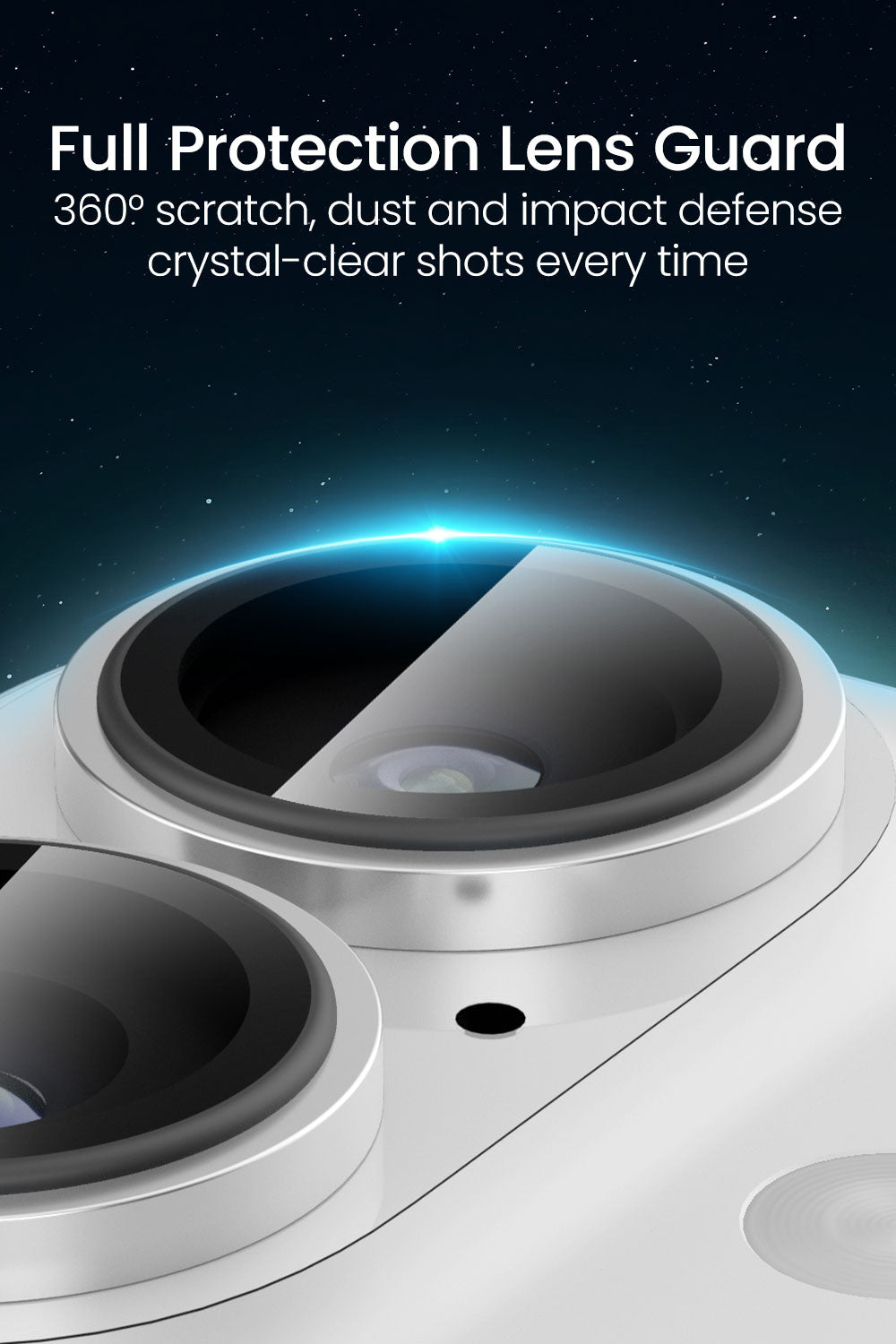 Moxedo Camera Lens Protector for iPhone 17 6.3” 2025 9H Tempered Glass Aluminum Alloy Individual Ring Camera Lens Cover Protector with Easy Installation Tool – Silver