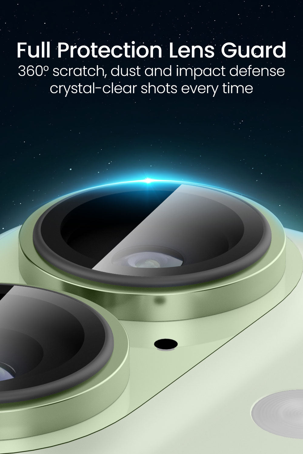 Moxedo Camera Lens Protector for iPhone 17 6.3” 2025 9H Tempered Glass Aluminum Alloy Individual Ring Camera Lens Cover Protector with Easy Installation Tool – Green