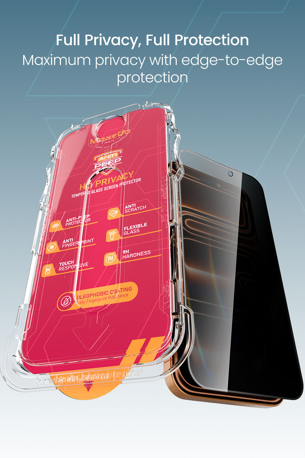 Moxedo Ultra Shield Premium Tempered Glass Screen Protector 9H Hardness Privacy for iPhone 17 Pro 6.3-inch 2025 Full Coverage Anti-Spy Protection with Auto-Align Easy Applicator