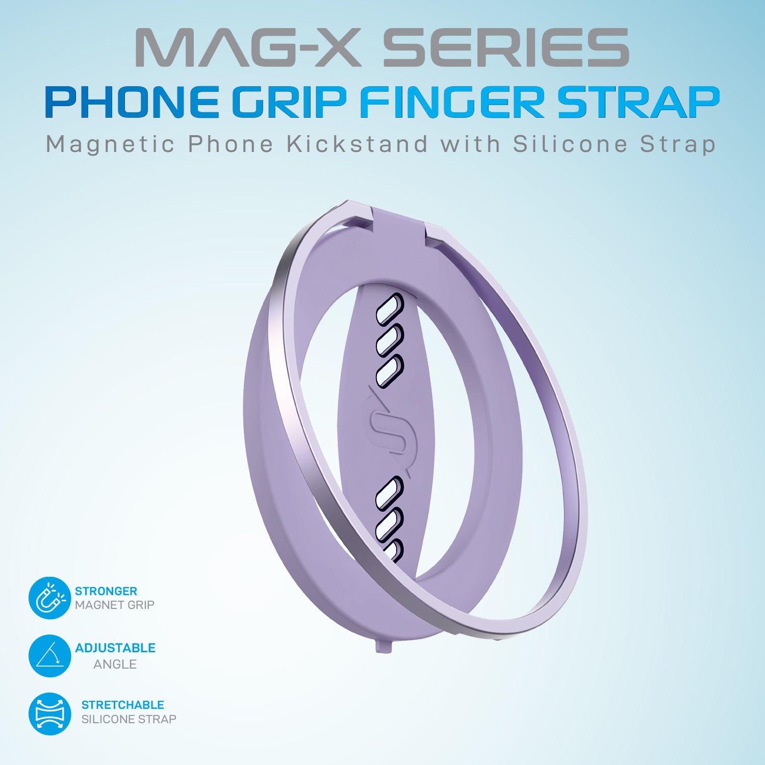 Magnetic Phone Kickstand with Silicone Strap Compatible for iPhone 14, 13 Pro/Max/Plus - Purple