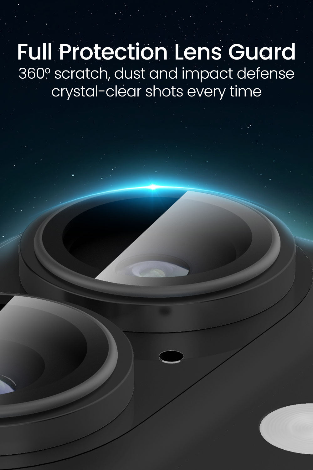 Moxedo Camera Lens Protector for iPhone 17 6.3” 2025 9H Tempered Glass Aluminum Alloy Individual Ring Camera Lens Cover Protector with Easy Installation Tool – Black