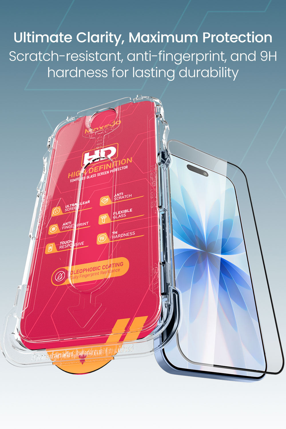 Moxedo Ultra Shield Premium Tempered Glass Screen Protector 9H Hardness HD Clear for iPhone 17 6.3-inch 2025, Full Coverage with Easy Auto-Align Applicator & Case-Friendly Curved Edges