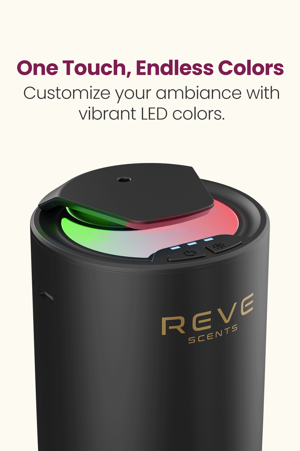 REVE Aroma Diffuser Long Lasting Fragrance Device for Home and Car Waterless Aromatherapy Essential Oil Diffuser 10 Hrs Auto Shut-Off Rechargeable with Built-in 3 Ambient Lights