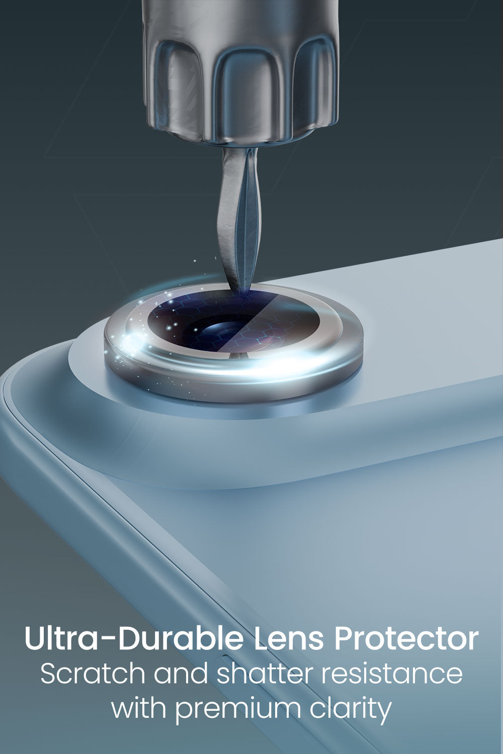 Moxedo Camera Lens Protector for iPhone 17 Air 6.5” 2025 9H Tempered Glass Aluminum Alloy Individual Ring Camera Lens Cover Protector with Easy Installation Tool – Blue Gray