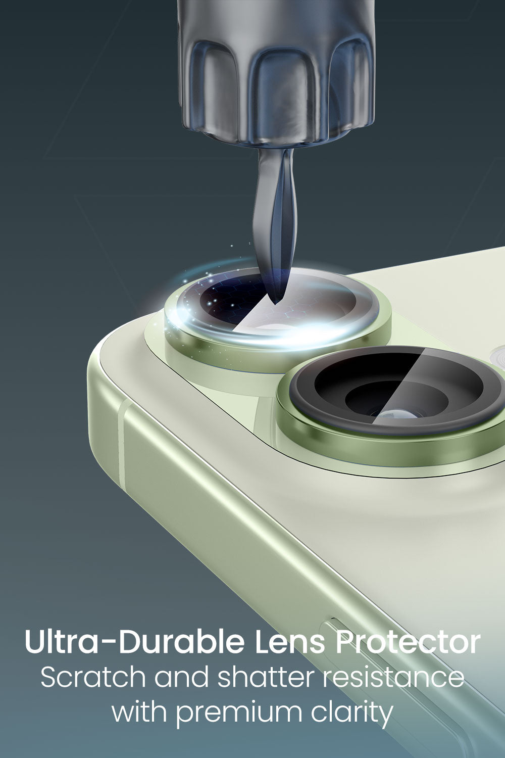 Moxedo Camera Lens Protector for iPhone 17 6.3” 2025 9H Tempered Glass Aluminum Alloy Individual Ring Camera Lens Cover Protector with Easy Installation Tool – Green
