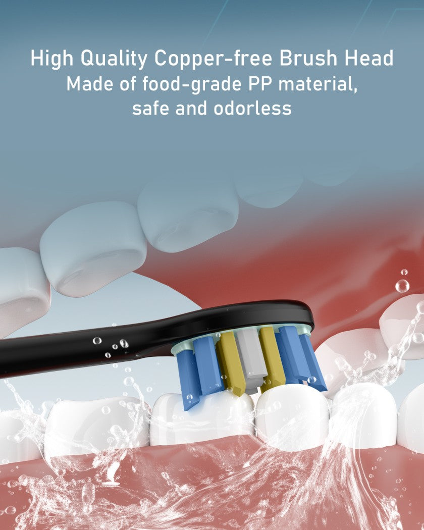 Moxedo Oravibe Pro Electric Portable Rechargeable Toothbrush IPX7 Waterproof, 2 Mins 5 Brushing Modes, 39600VPM with 4 Brush Head & Charging Stand