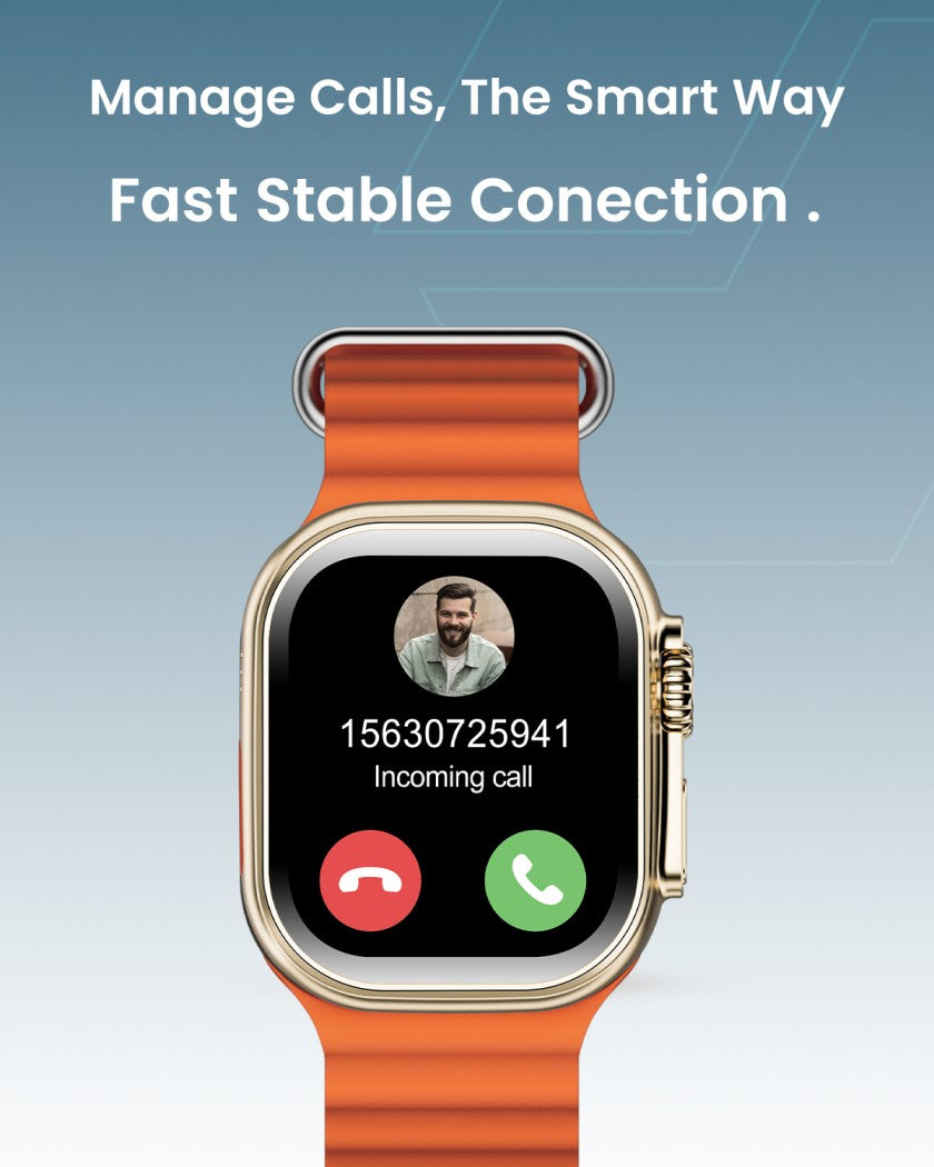 Moxedo Curve Smartwatch Chat GPT AI Assistant Compatible with Android & iOS with 2.01"Super AMOLED Display, Bluetooth Calling, Wireless Charging, IP68 Waterproof, Health & Fitness Tracker – Orange