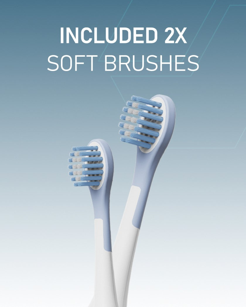 Moxedo Kids 2 in 1 U- Shaped Electric Toothbrush, 2 Brush Heads/ 2 U-Shape Brush Head, 360 Dental Oral Cleaning, 5 Ultrasonic Smart Modes, IP64 Waterproof Auto Toothbrush for Toddler- Blue