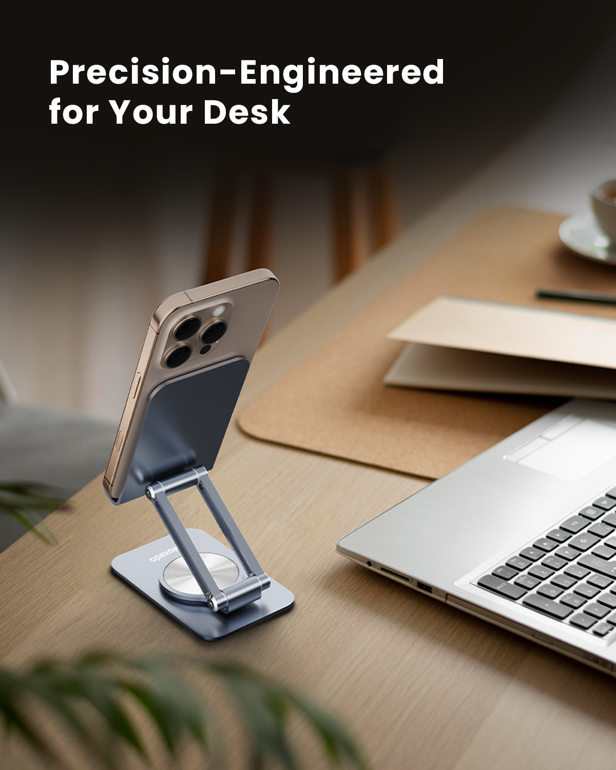 Moxedo Holdex Mobile Phone Stand 360° Rotatable Height Adjustable Foldable Desktop Multi-Angle Metal Mobile Stand Holder Compatible with Devices 5.8” to 7.1”