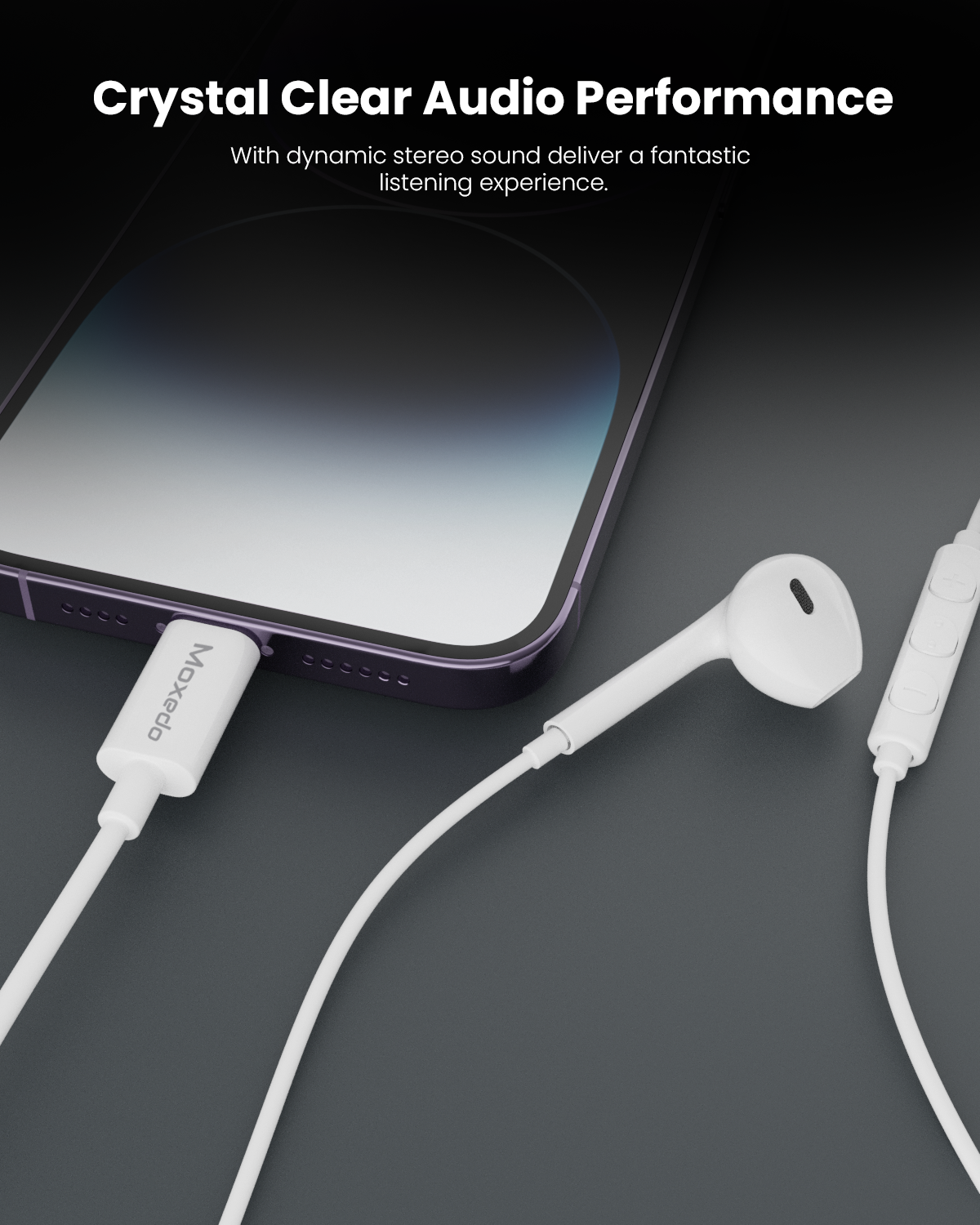 Moxedo Mono Stereo Earphone Lightning Connector Earphone In-Line Remote, Built-in Microphone Compatible for iPhone 14/13/12/11 Pro Max/X/XS Max/XR (White)