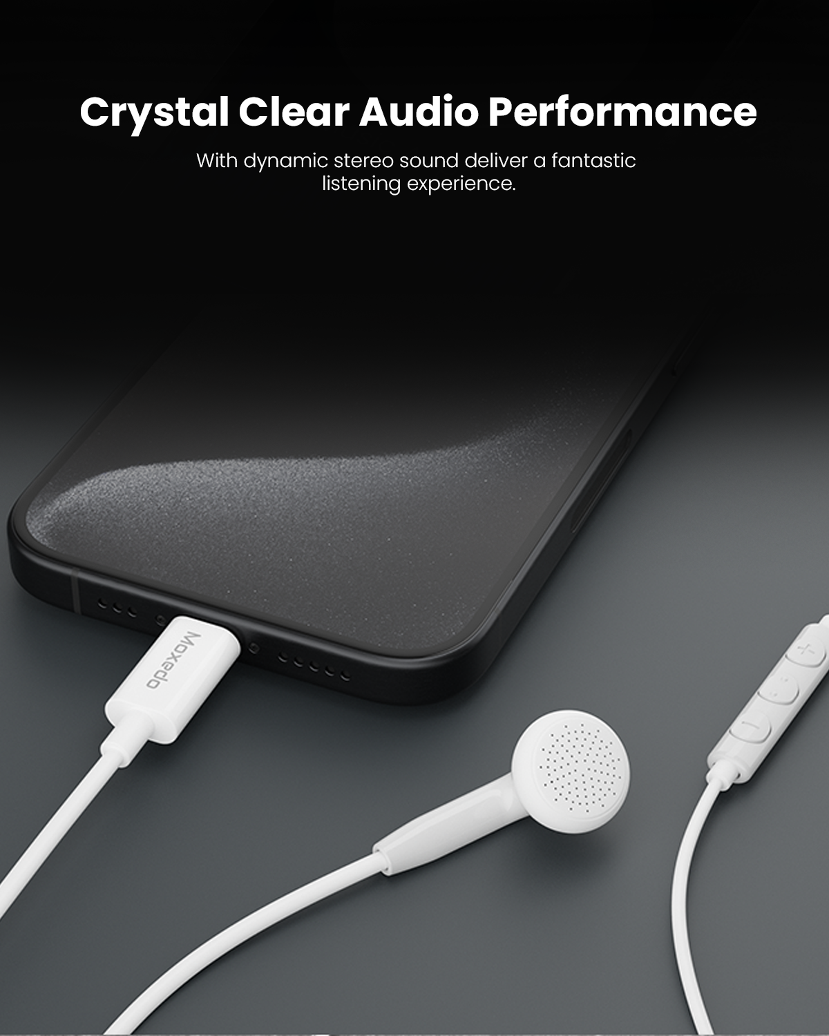 Moxedo Mono Earphone Type-C Connector Earphone with In-Line Microphone for iPhone 16/15, Samsung Galaxy s24 Ultra/S21 Ultra/ S20 FE, Note 20/10, iPad Pro 2018/Mac Book (White)