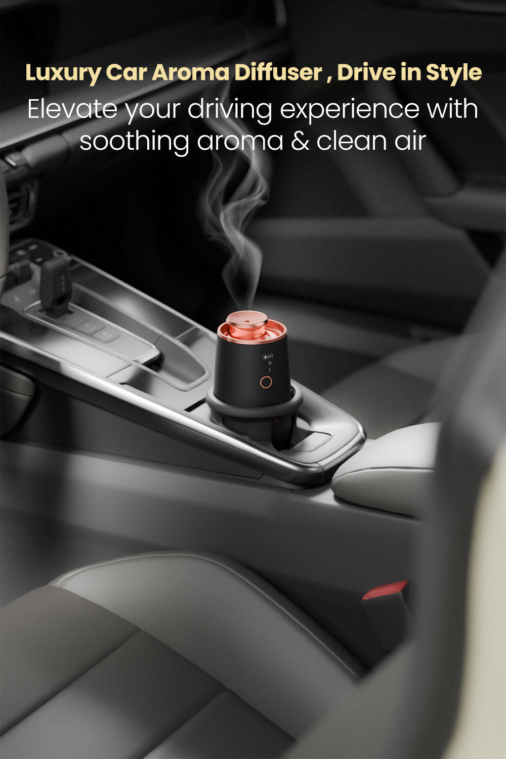 REVE Scents Waterless Essential Oil Aromatherapy Diffuser Dual-Purpose Home and Car Aromatherapy Device Rechargeable with LED Indicator Button- Black