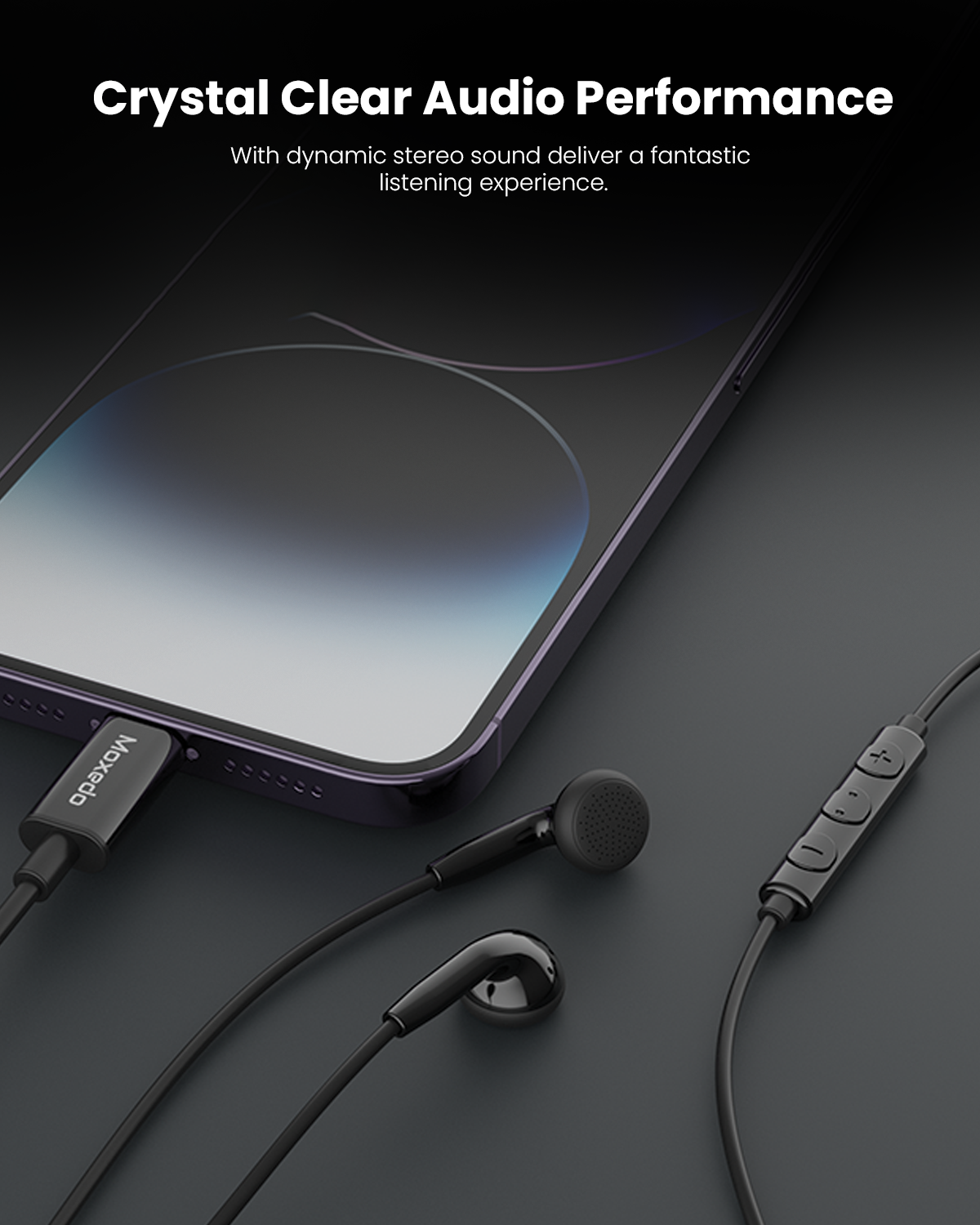 Moxedo Wired Stereo Earphones Lightning Connector Earphone with  In-Line Remote, Built-in Microphone Compatible for iPhone 14/13/12/11 Pro Max/X/XS Max/XR (Black)