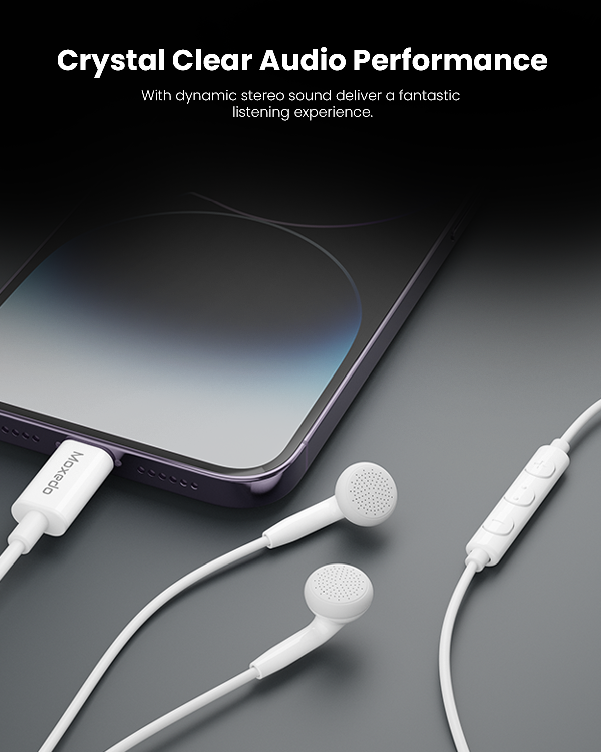Moxedo Wired Stereo Earphones Lightning Connector Earphone with In-Line Remote, Built-in Microphone Compatible for iPhone 14/13/12/11 Pro Max/X/XS Max/XR (White)