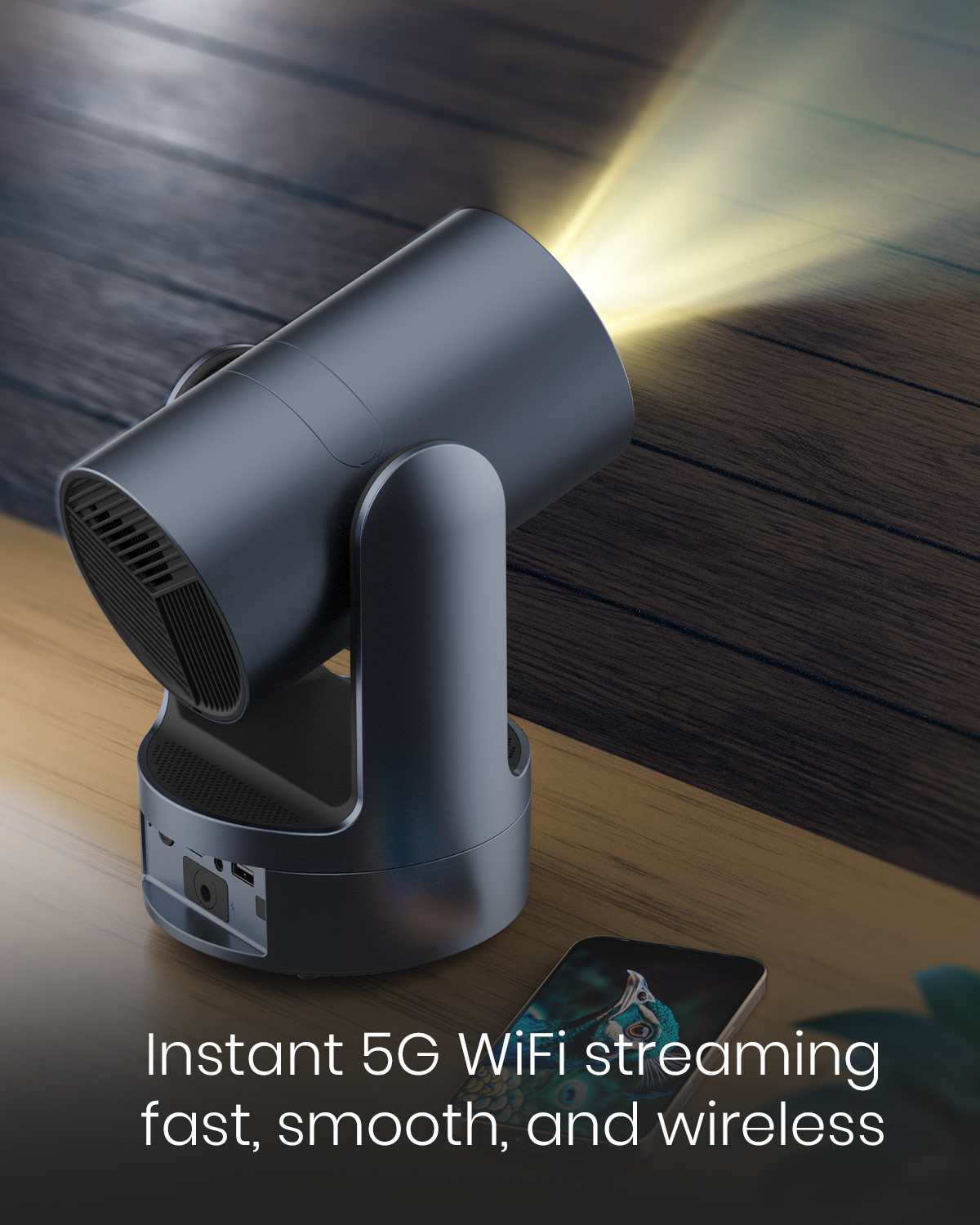 Moxedo Nebulux Smart Android Projector 4K Android OS 9.0 1080P with Auto Keystone 260 Ansi Lumen Brightness, Auto Keystone Correction with Built-in 5W Speaker, 5G WiFi, Bluetooth 5.2