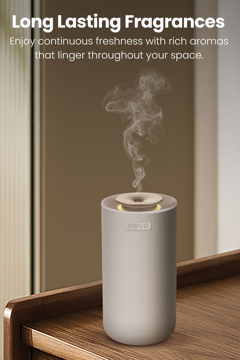 REVE Car Scent Diffuser Long Lasting Fragrance Device for Home and Car Waterless Aromatherapy Essential Oil Diffuser 10 Hrs Working Time Rechargeable with Built-in LED Light