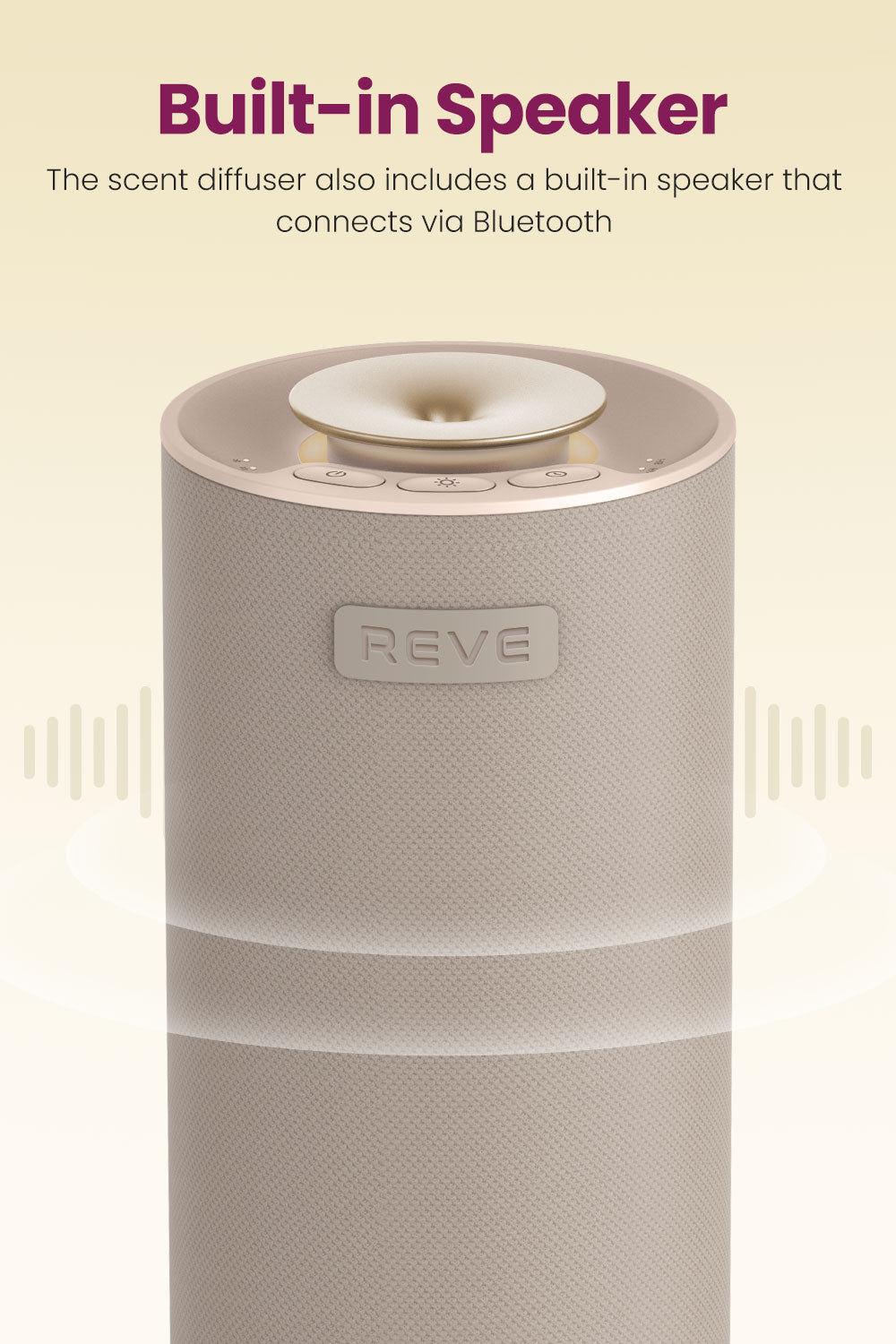 Reve Scent Diffuser with Built-in Speaker Waterless Aromatherapy Essential Oil Diffuser 10 Hrs Working Time Long Lasting Fragrance Rechargeable with LED Light for Car Home and Offices