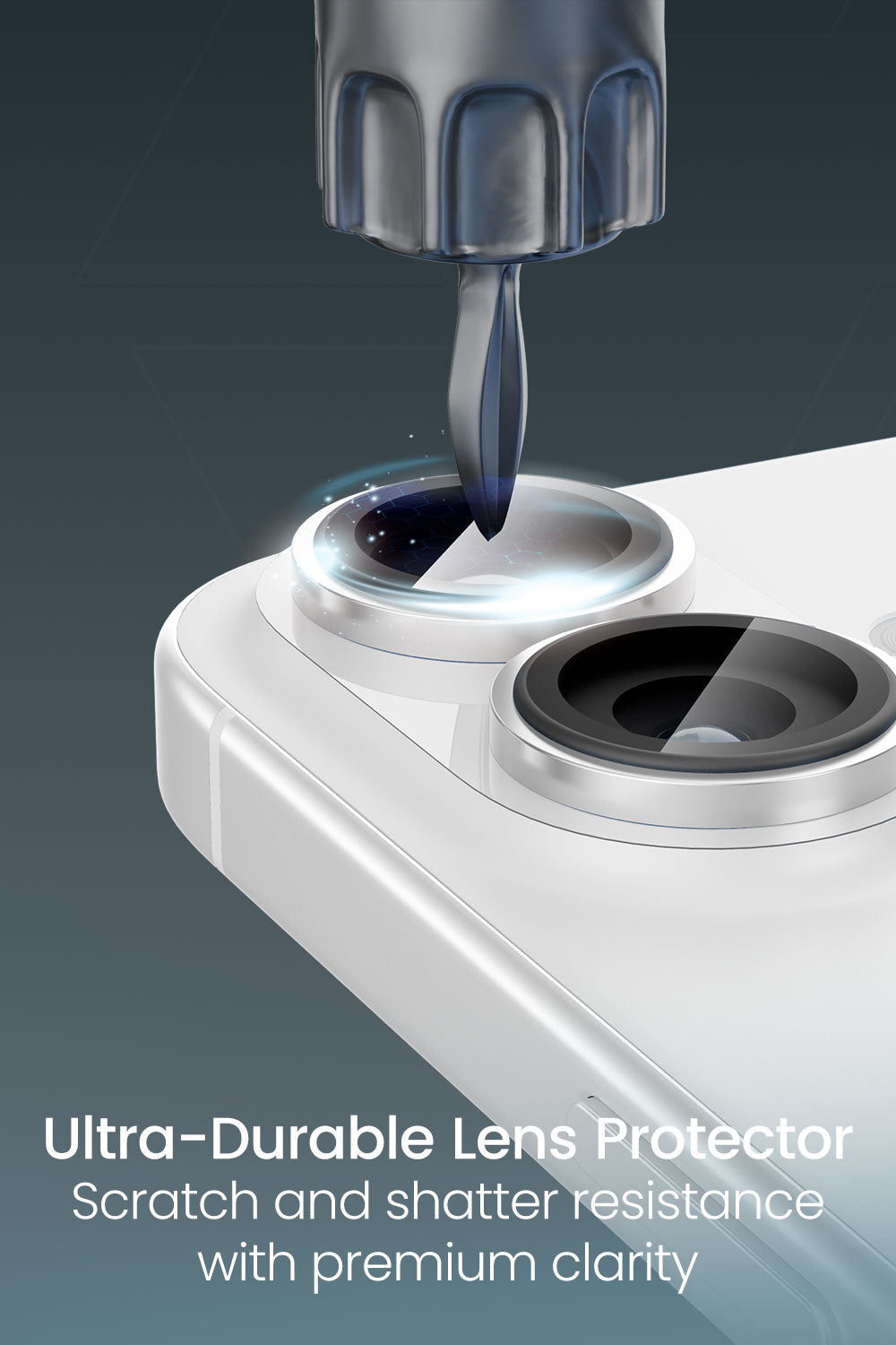 Moxedo Camera Lens Protector for iPhone 17 6.3” 2025 9H Tempered Glass Aluminum Alloy Individual Ring Camera Lens Cover Protector with Easy Installation Tool – Silver