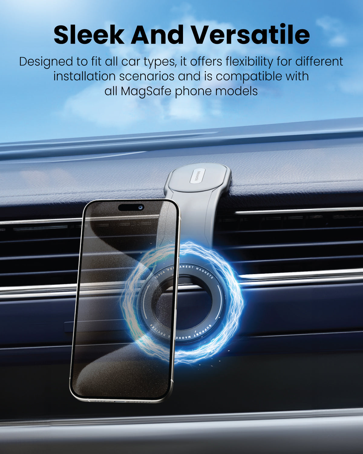 Moxedo Magnetic Car Mount Phone Holder Flexible Bendable Titanium Alloy Phone Holder, Strong Magnetic One Hand Operation