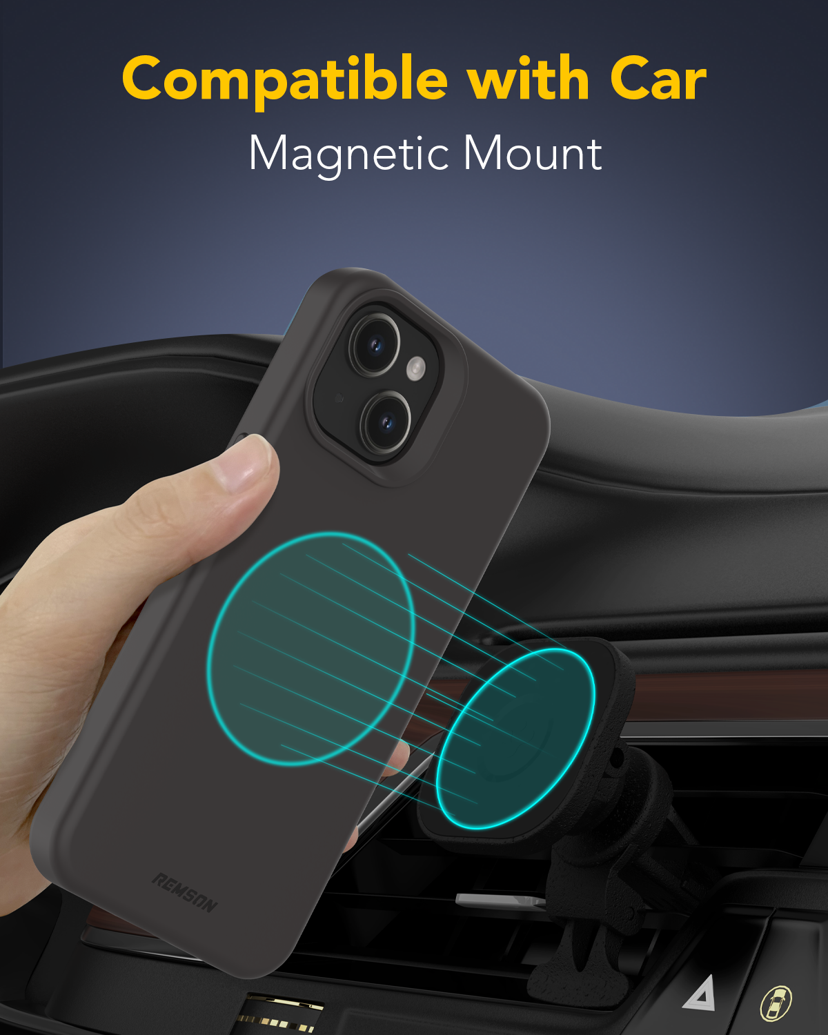 Remson Mag-X Magnetic Hybrid Protective Silicone Case Military Grade Protection Compatible for iPhone 15 6.1 inches - Black