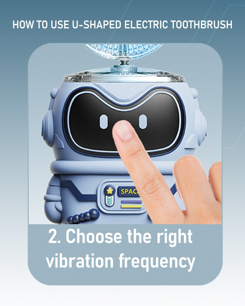 Moxedo Kids 2 in 1 U- Shaped Electric Toothbrush, 2 Brush Heads/ 2 U-Shape Brush Head, 360 Dental Oral Cleaning, 5 Ultrasonic Smart Modes, IP64 Waterproof Auto Toothbrush for Toddler- Blue