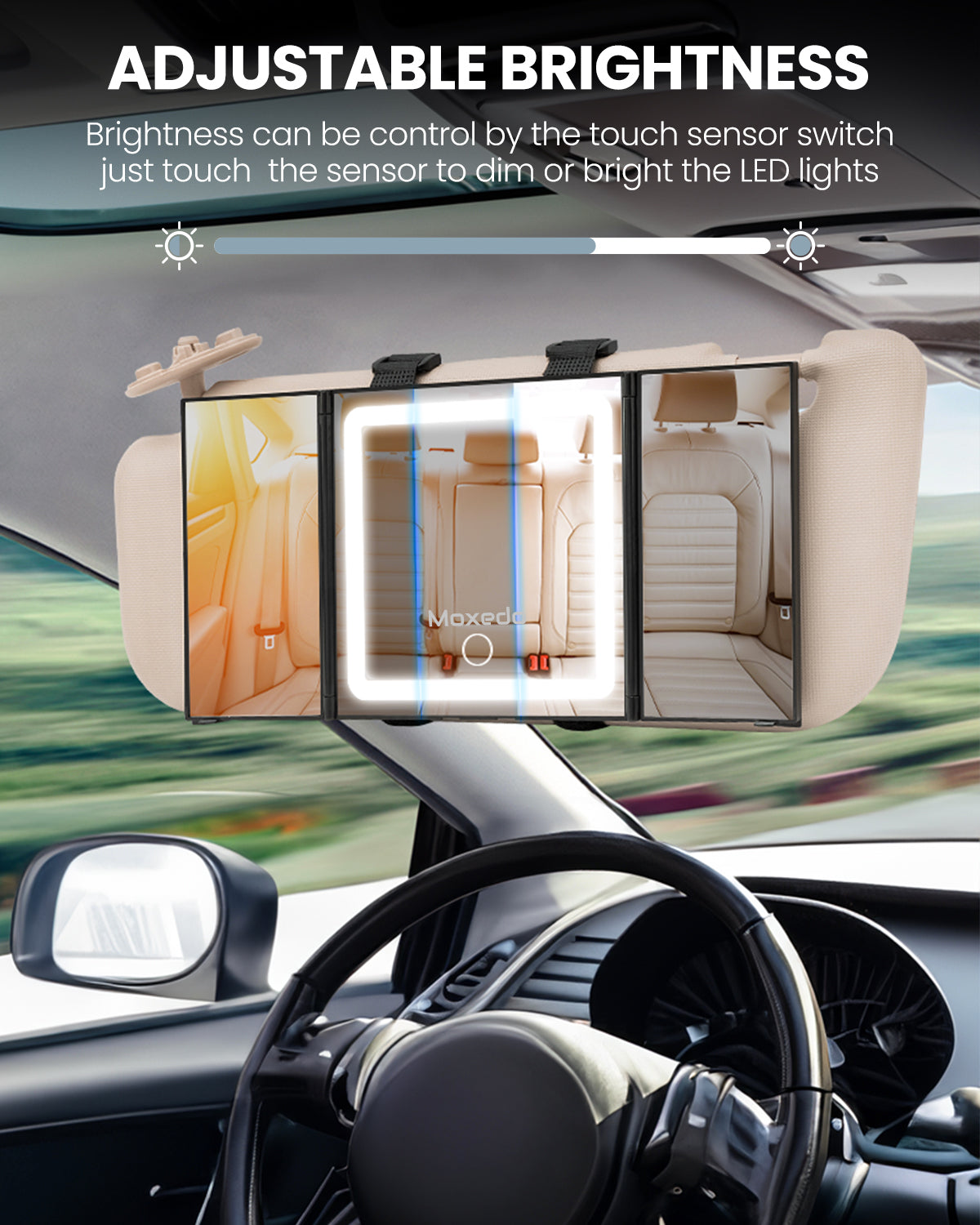 Moxedo Car Visor Mirror Rechargeable and Foldable Vanity Make- up Mirror