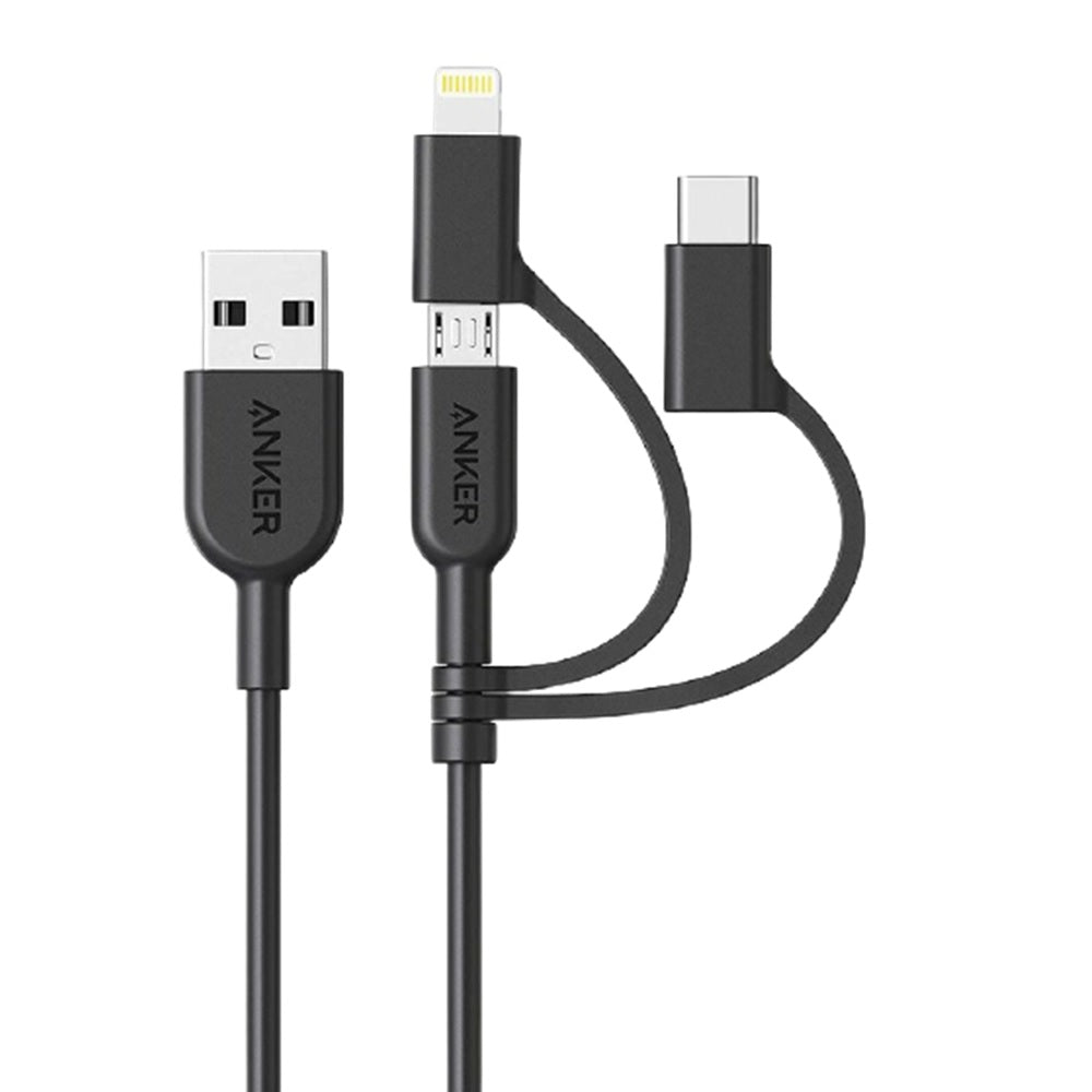 Anker Power Line II 3-in-1 Cable (3ft/0.9m) - Black