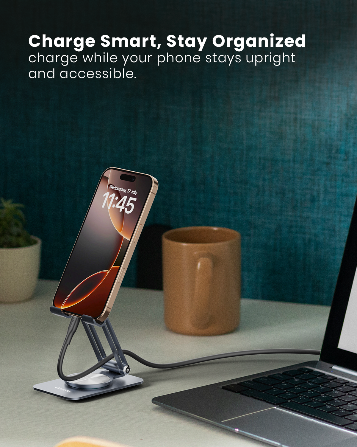 Moxedo Holdex Mobile Phone Stand 360° Rotatable Height Adjustable Foldable Desktop Multi-Angle Metal Mobile Stand Holder Compatible with Devices 5.8” to 7.1”