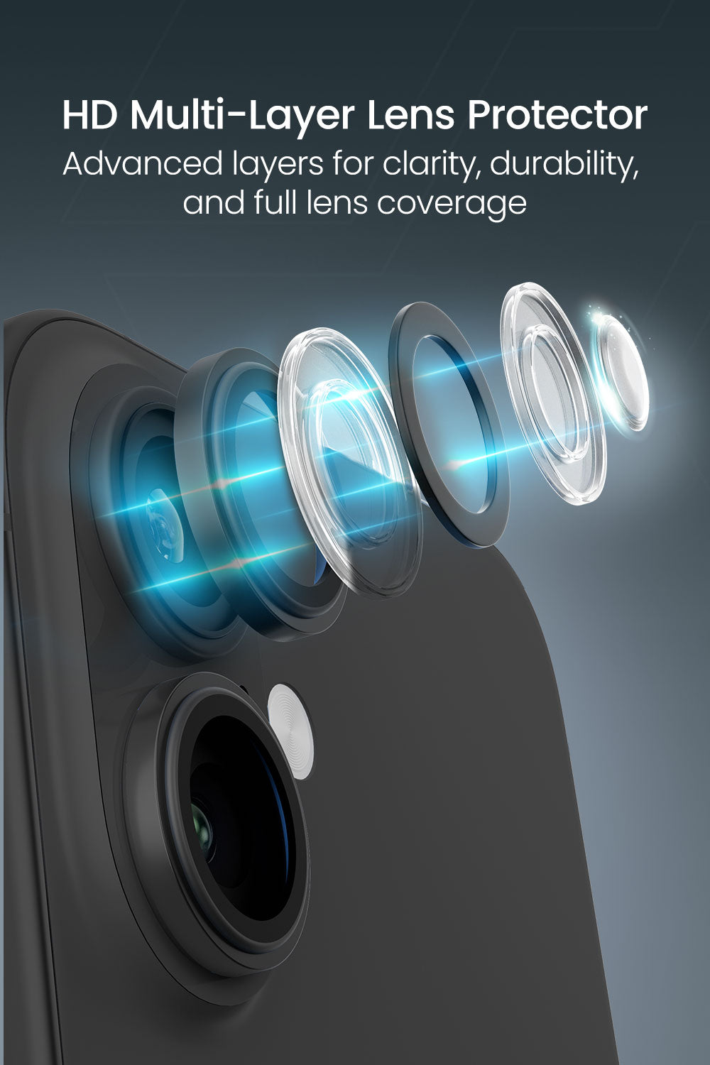 Moxedo Camera Lens Protector for iPhone 17 6.3” 2025 9H Tempered Glass Aluminum Alloy Individual Ring Camera Lens Cover Protector with Easy Installation Tool – Black