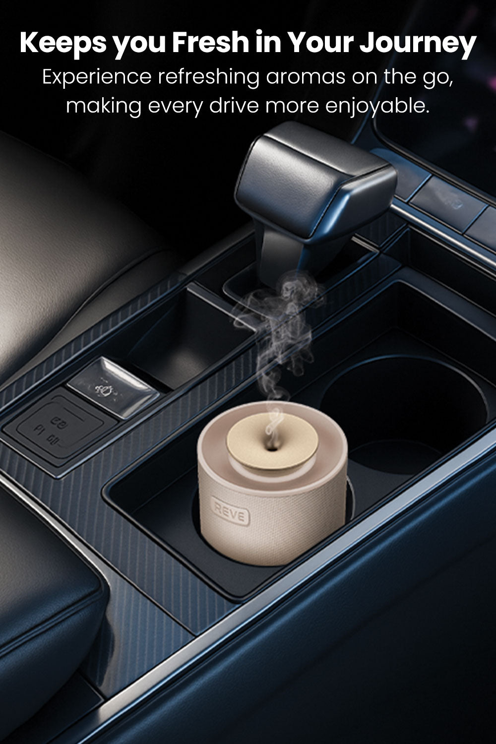 REVE Car Scent Diffuser Long Lasting Fragrance Device for Home and Car Waterless Aromatherapy Essential Oil Diffuser 10 Hrs Working Time Rechargeable with Built-in LED Light